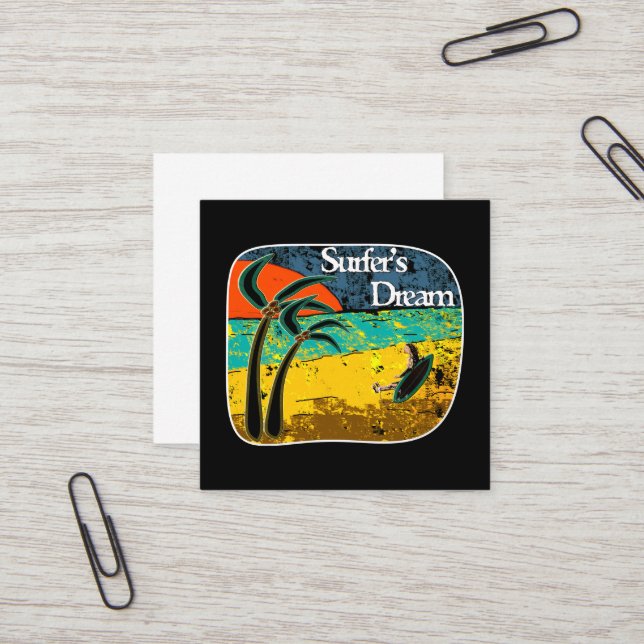 Carte De Visite Carré Un rêve de surfer (Devant/Arrière en situation)