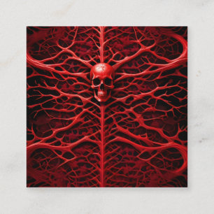 Carte De Visite Carré Un squelette de diabolique rouge vif est une image