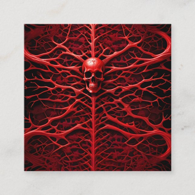 Carte De Visite Carré Un squelette de diabolique rouge vif est une image (Devant)