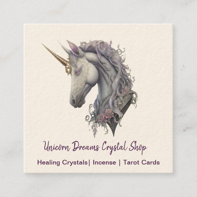 Carte de visite Carré Unicorn violet (Devant)