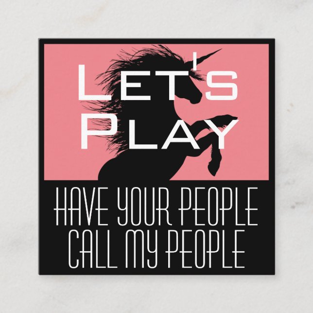 Carte De Visite Carré Unicorne Playdate pour enfant (Devant)