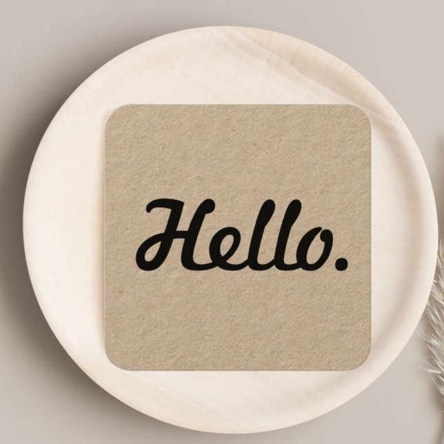 Carte De Visite Carré Unique Black Hello Typographie Propre Artisanat Ru (Créateur téléchargé)