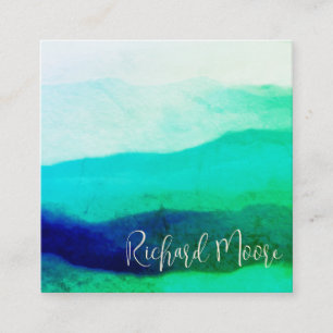 Carte De Visite Carré Unique grunge vert émeraude signature abstraite