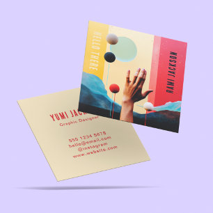 Carte De Visite Carré Unique tendance coloré Abstrait Artistique Bold