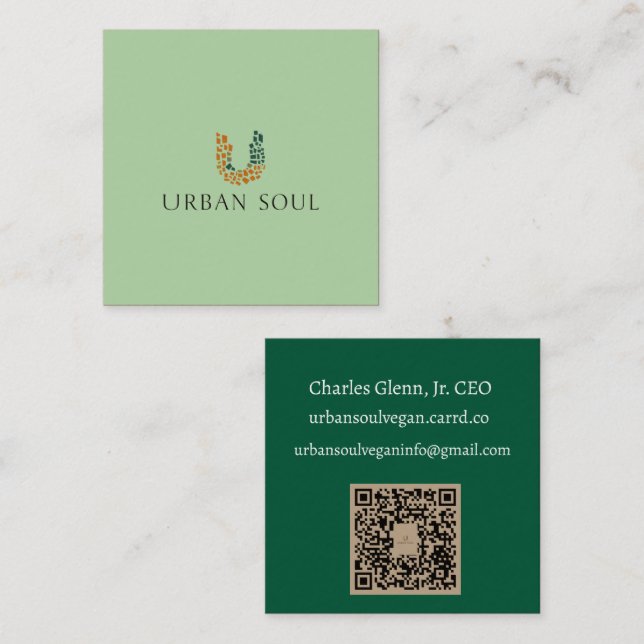Carte De Visite Carré Urban Soul Vegan   (Devant / Derrière)