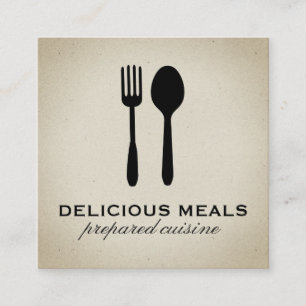 Carte De Visite Carré Ustensiles alimentaires