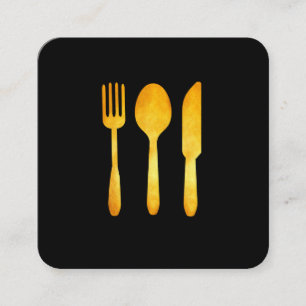 Carte De Visite Carré Ustensiles de cuisine Gold Luxe