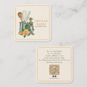 Carte De Visite Carré Ustensiles de cuisson Boulangerie Boulanger Code Q