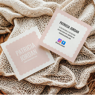 Carte De Visite Carré Vague moderne rose vif Simple Icône de médias soci