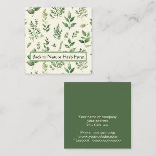 Carte De Visite Carré Variété de plantes d'herbes