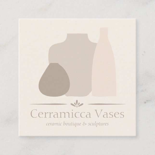 Carte De Visite Carré Vase céramique en porcelaine artisanale ivoire (Devant)