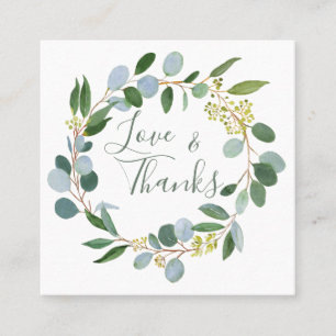 Carte De Visite Carré verdure mariage, couronne d'eucalyptus