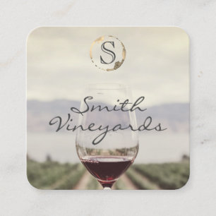 Carte De Visite Carré Verre à Vin Vignoble