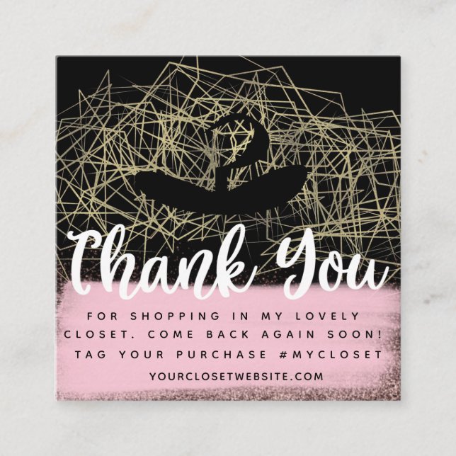 Carte De Visite Carré Vêtements Faux Gold Boutique Hanger (Devant)