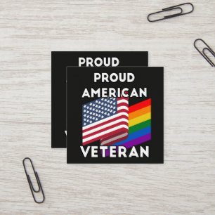 Carte De Visite Carré Vétérans LGBT - Drapeau Américain 