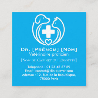 Carte De Visite Carré Vétérinaire Minimaliste Logo Professionnel