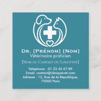Carte De Visite Carré Vétérinaire Minimaliste Logo Professionnel