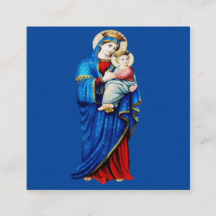 Carte De Visite Carré Vierge Marie avec Bébé Jésus