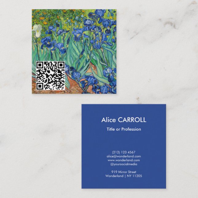 Carte De Visite Carré Vincent Van Gogh - Irises - Code QR (Devant / Derrière)