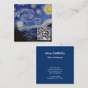 Carte De Visite Carré Vincent Van Gogh - La nuit étoilée - Code QR