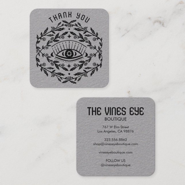 Carte De Visite Carré Vins Roses des yeux mystiques Merci Boho magique (Devant / Derrière)