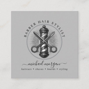 Carte De Visite Carré Vintage Barber Shop Coiffeur Styliste Barber