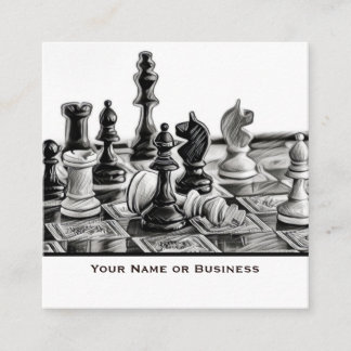 Carte De Visite Carré Vintage Classic Styled Chess Pieces Coach Club