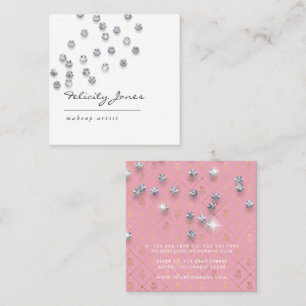 Carte De Visite Carré Vintage Damask Faux Parties scintillant Lips maqui