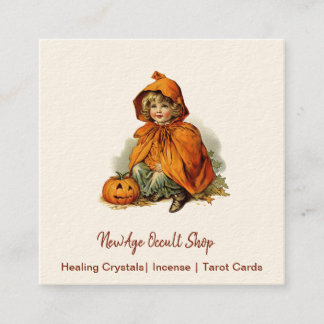 Carte De Visite Carré Vintage Halloween Fille Nouvel Âge Occult Shop