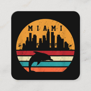 Carte De Visite Carré Vintage Miami 80s Dolphin Silhouette Souvenir Dolp
