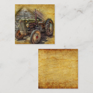 Carte De Visite Carré Vintage Tracteur vert Vieux Baron