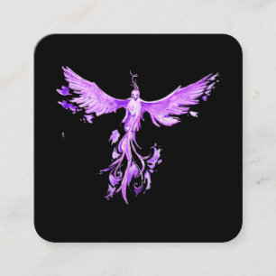 Carte De Visite Carré *~* VIOLET PINK Feathers Phoenix se lève sur le n