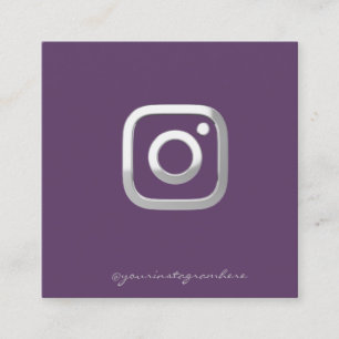 Carte De Visite Carré Violet Simple Moderne, Réseaux Sociaux Instagram A