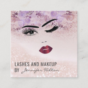 Carte De Visite Carré Visage floral moderne sensuel fille