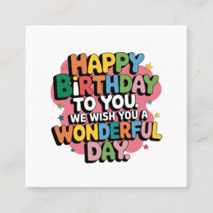Carte De Visite Carré Vœux d'anniversaire colorés