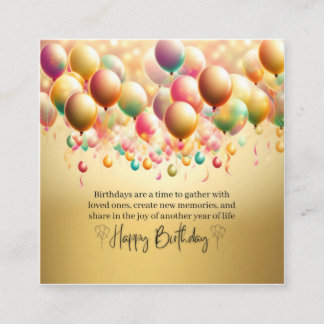 Carte De Visite Carré Vœux d'anniversaire lumineux