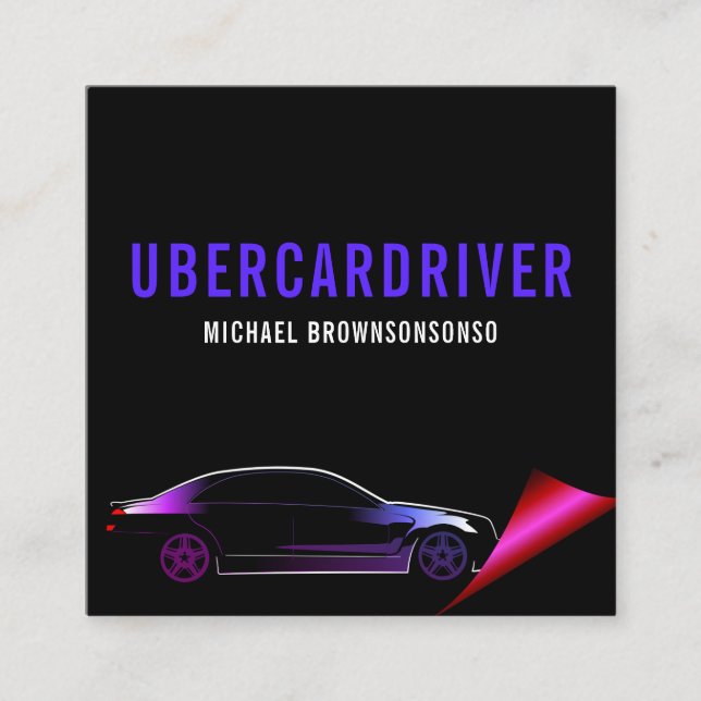 Carte De Visite Carré Voiture de conduite mobile (Devant)