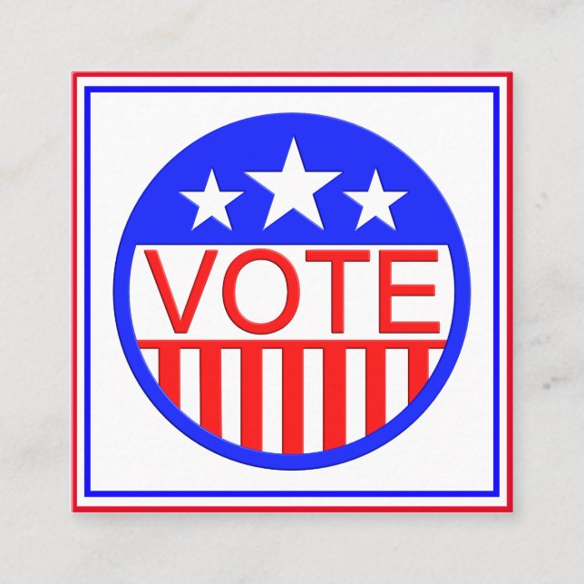 Carte De Visite Carré Vote En Amérique (Devant)