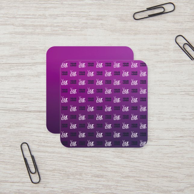 Carte De Visite Carré Votre logo | 2 Images téléchargées ou logos profes (Devant/Arrière en situation)