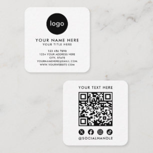 Carte De Visite Carré Votre logo ici Code QR blanc moderne pour site web