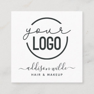 Carte De Visite Carré Votre logo Modern Chic Minimal Simple Carré blanc