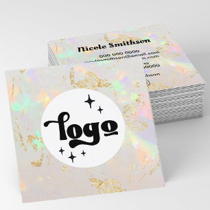 Carte De Visite Carré votre logo opal blanc