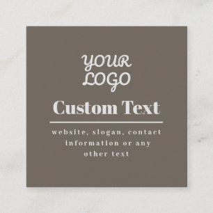 Carte De Visite Carré Votre logo rétro-moderne moderne beige et gris cla