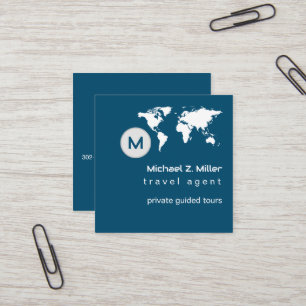 Carte De Visite Carré Voyage d'agent de voyage moderne Aventures Ocean-B