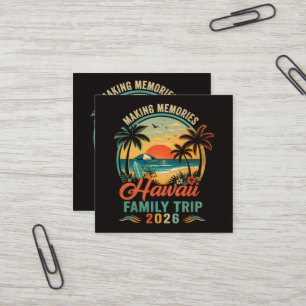 Carte De Visite Carré Voyage de Famille Hawaïen Coucher de Soleil Tropic