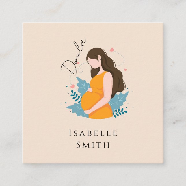 Carte De Visite Carré Warm Maternity Care Illustration Identity Design (Devant)