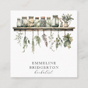 Carte De Visite Carré Watercolor Herbalist Herbalist phytomédecine Botan