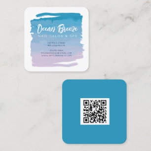 Carte De Visite Carré WATERCOLOR OMBRE Spa Business QR Code