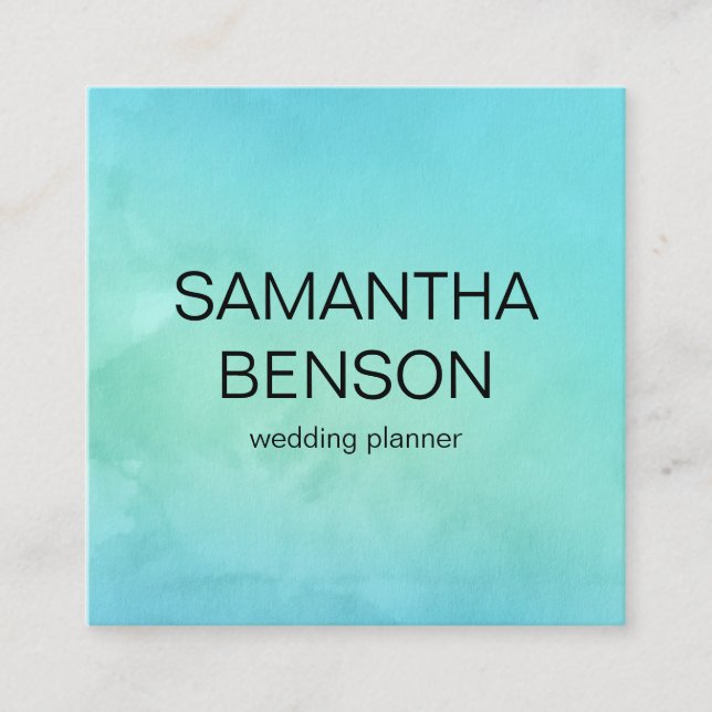 Carte De Visite Carré Wedding planner d'aquarelle turquoise (Devant)