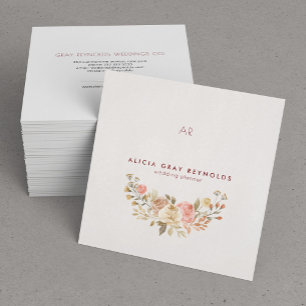 Carte De Visite Carré Wedding planner floral monogramme classique